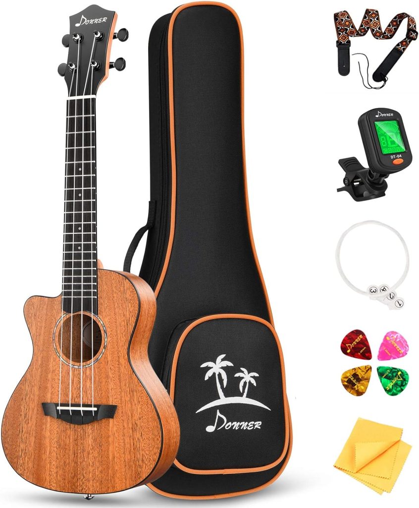 Donner Concert Ukulele Professional 23 Inch Mahogany Ukelele for Adult  Beginner Kid Ukele Bundle with Online Lesson Gig Bag Aquila String Pick  Tuner