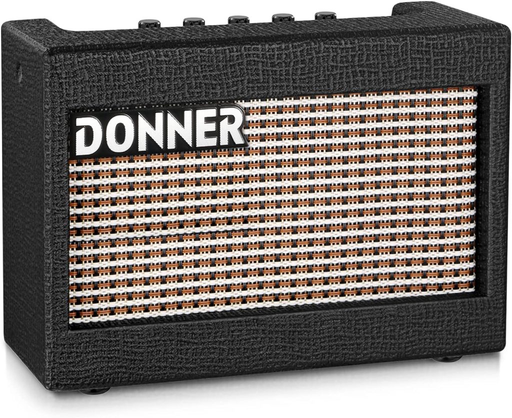 Donner Mini Electric Guitar Amp Wooden 3W Small Guitar Amplifier M-3 Desktop Practice Guitar Speaker, Portable and Compact…