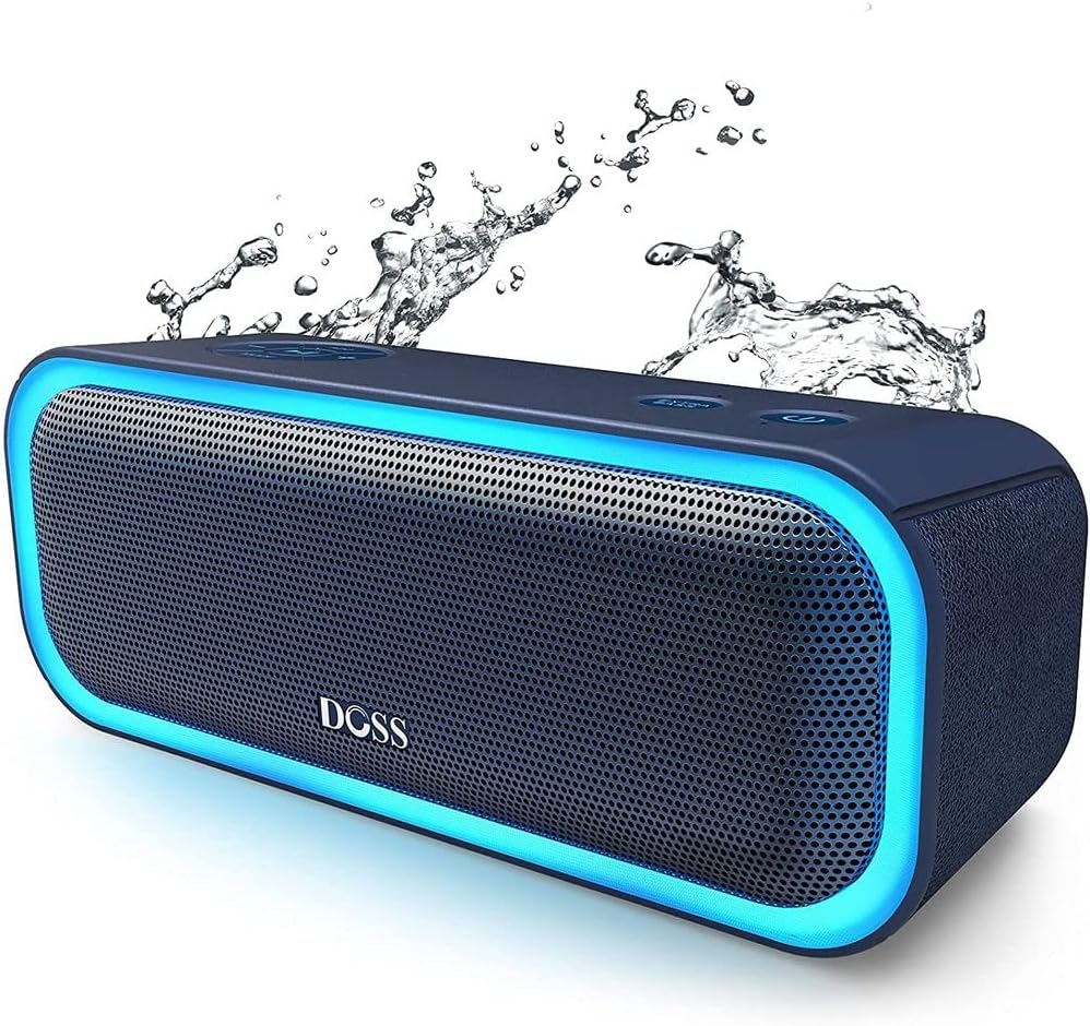 DOSS SoundBox Pro Bluetooth Speaker with 20W Stereo Sound, Active Extra Bass, IPX6 Waterproof, Bluetooth 5.0, TWS Pairing, Multi-Colors Lights, 20 Hrs Playtime, Speaker for Beach, Outdoor(Upgraded)