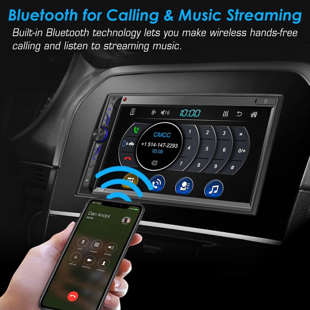 Double Din Car Multimedia System: 7 Inch HD Touchscreen Car Stereo Receiver – Bluetooth Car Radio MP5 Player with Mirror Link | Rear View Camera | MP3 | AM/FM | USB/SD/AUX | Steering Wheel Control