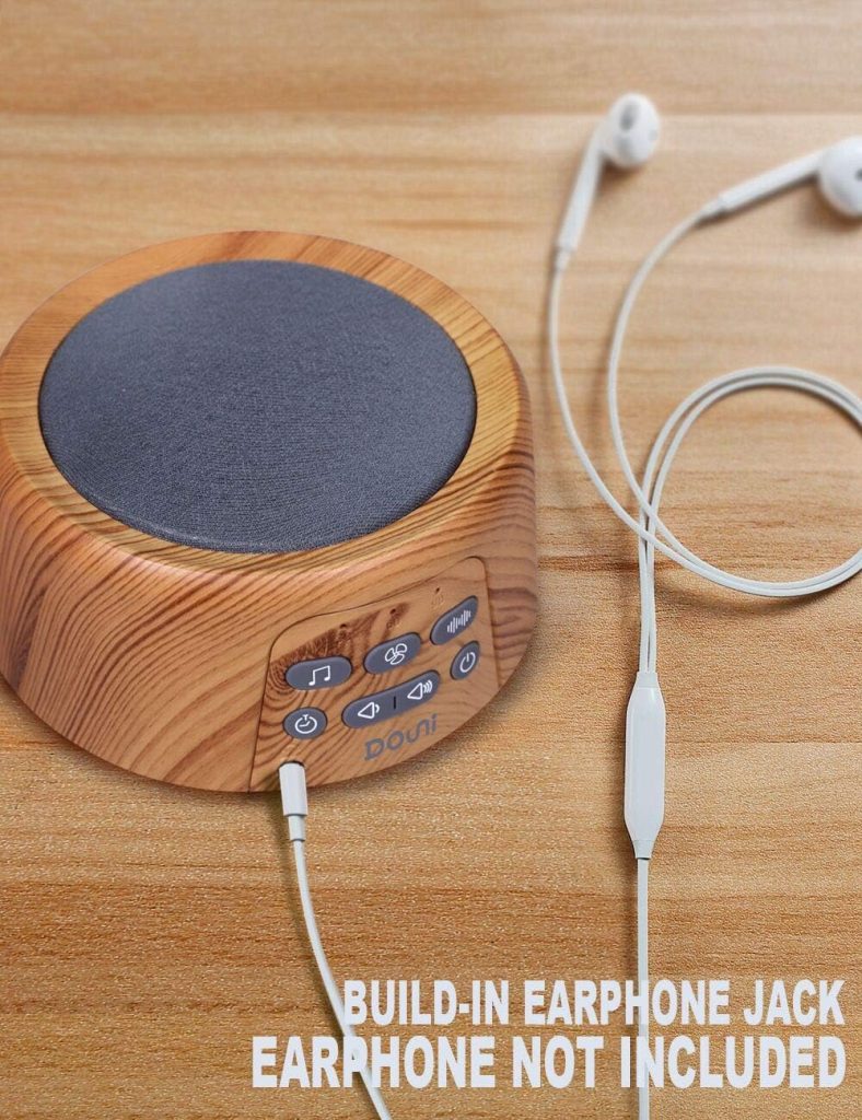 Douni White Noise Machine - Sleep Sound Machine with Soothing Sounds Timer  Memory Function for Sleeping  Relaxation,Sleep Therapy for Kid, Adult, Nursey, Home, Office, Travel.Wood Grain