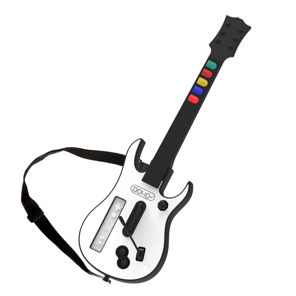 DOYO Wii Guitar Hero, Wireless White Game Guitar for Wii Guitar Hero and Rock Band Games (Excluding Rock Band 1) - guitar hero wii Bundle Nintendo Wii, guitar hero Guitar for Wii Only
