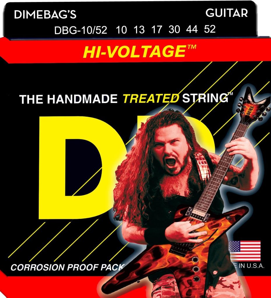 DR Strings Electric Guitar Strings, Dimebag Darrell Signature, Treated Nickel-Plated, 10-52