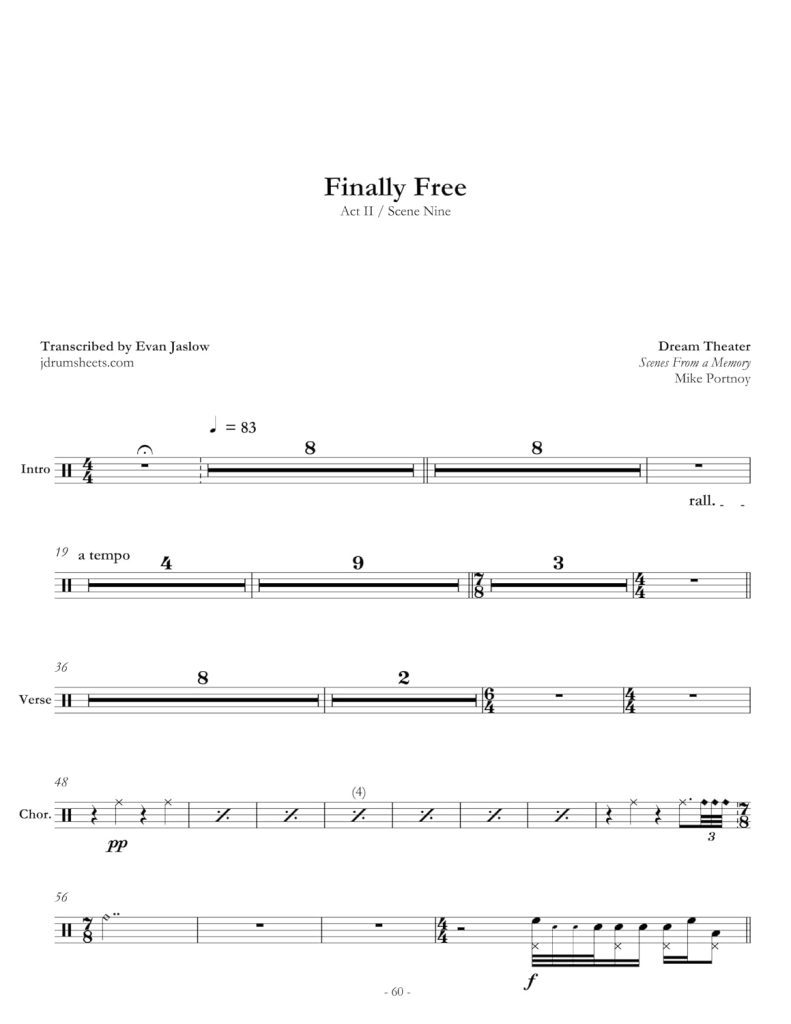 Dream Theater - Finally Free: Drum Sheet Music (JDS: Dream Theater Collection)     [Print Replica] Kindle Edition