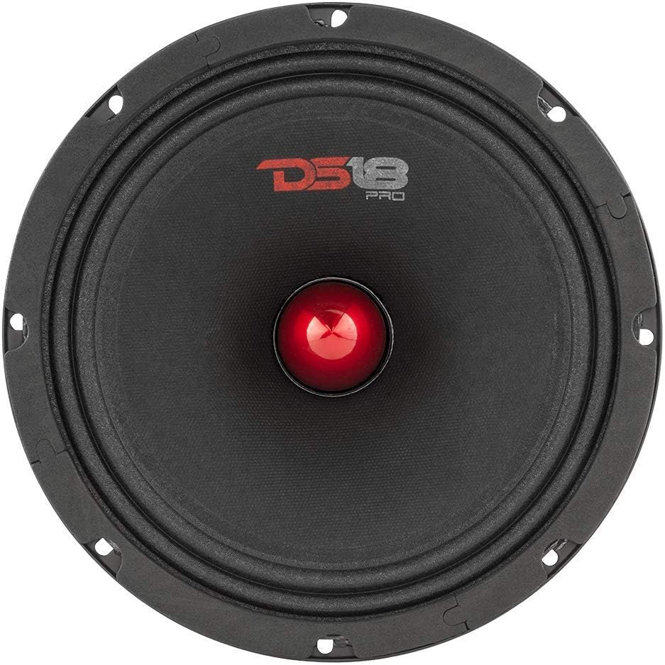 DS18 Car Audio Door Speaker Combo with Amplifier - 4 x 6.5 4-Ohm Bullet Midrange Speakers PRO-GM6.4B with 4 Channel Class D Amplifier CANDY-X4B - Compact Mini Amplifier with Premium Quality Speakers