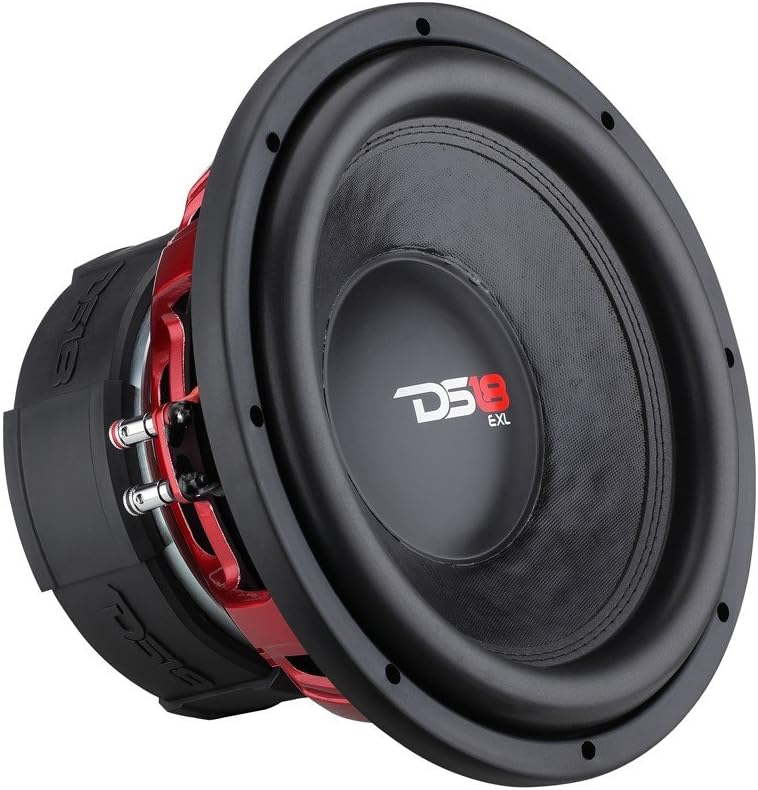 DS18 EXL-X15.4D Subwoofer in Black - 15 Speaker, 2,500 Max Power, 1,250 RMS Power, Fiber Glass Dust Cap, Red Aluminum Frame, Dual Voice Coil 4+4 Ohm Impedance, Treated Rubber Edge (1 Speaker)