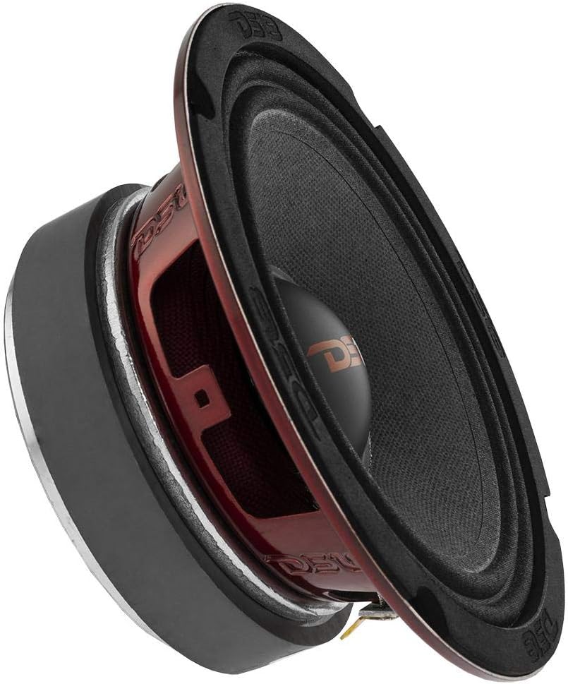 DS18 PRO-X6.4M Loudspeaker - 6.5, Midrange, Red Aluminum Bullet, 500W Max, 250W RMS, 4 Ohms - Premium Quality Audio Door Speakers for Car or Truck Stereo Sound System (1 Speaker)