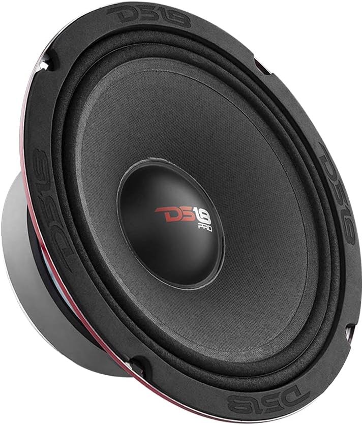 DS18 PRO-X6BM Loudspeaker - 6.5, Midrange, Red Aluminum Bullet, 500W Max, 250W RMS, 8 Ohms - Premium Quality Audio Door Speakers for Car or Truck Stereo Sound System (1 Speaker)