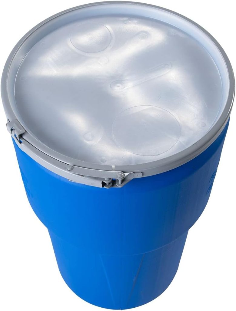 Eagle 14 Gallon High Density Polyethylene Lab Pack Barrel Drum with Metal Lever-lock Lid, 26.5 Height, 15 Diameter, Blue, 1610MB