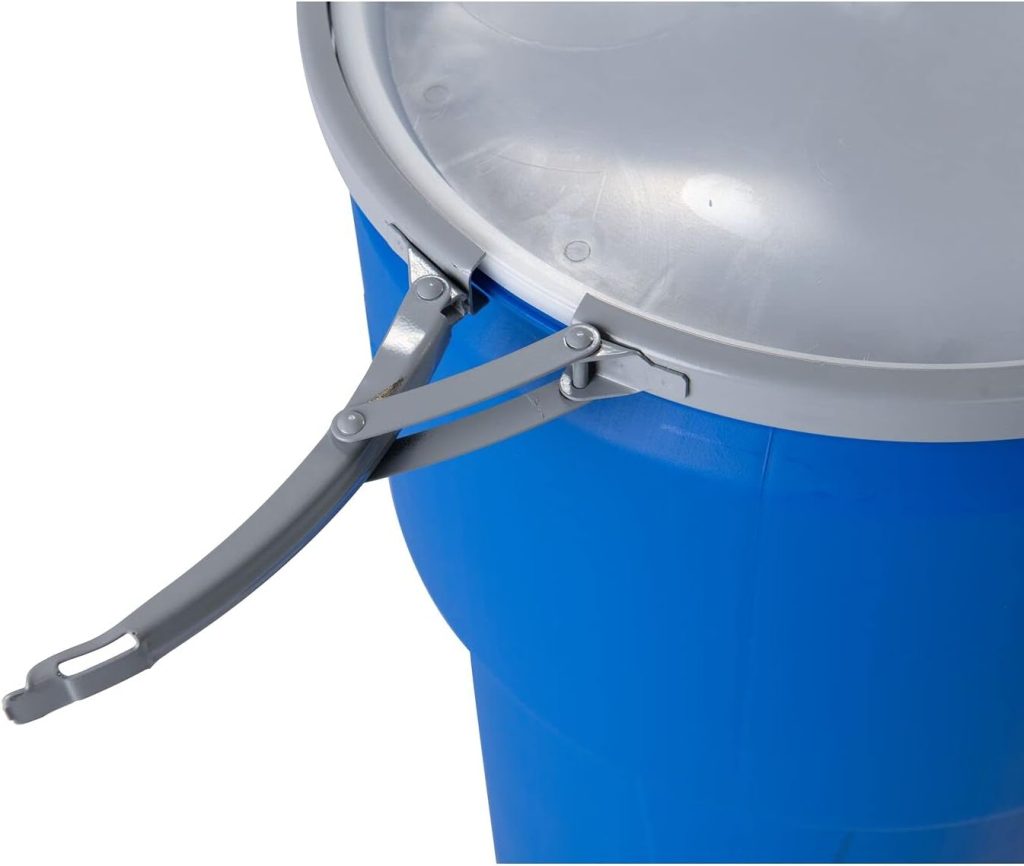 Eagle 14 Gallon High Density Polyethylene Lab Pack Barrel Drum with Metal Lever-lock Lid, 26.5 Height, 15 Diameter, Blue, 1610MB