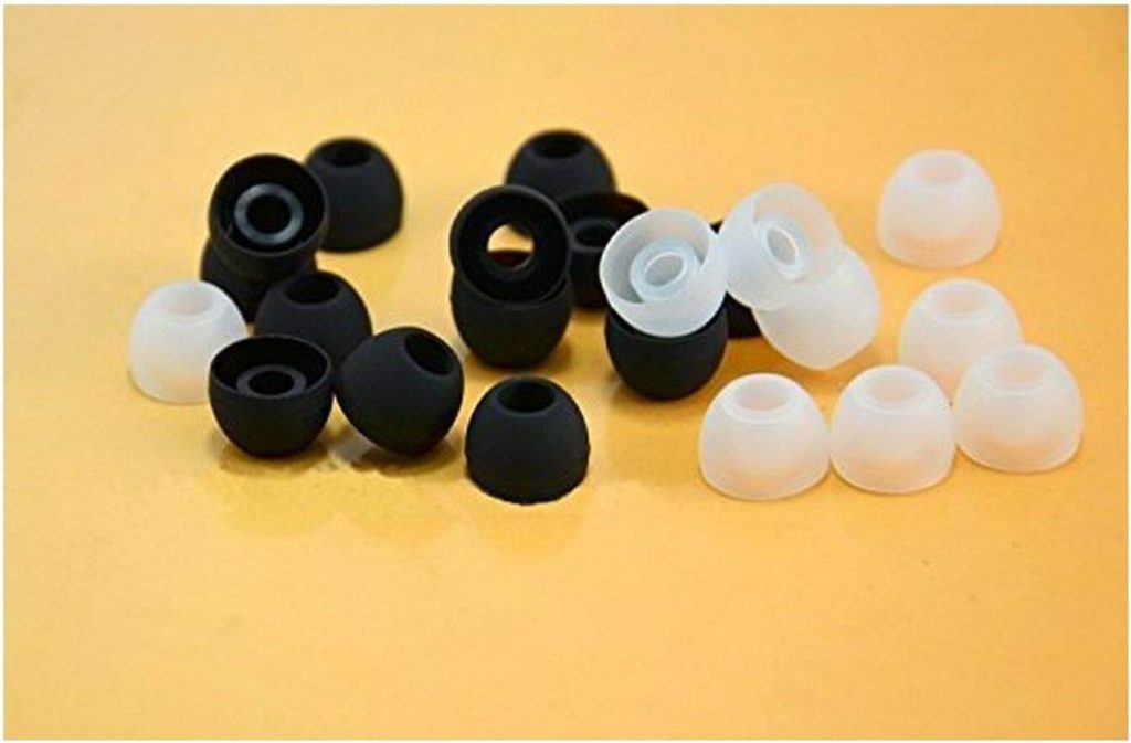 Earbudz 20 Pieces Medium Silicone Earbud Cap Tip Cover Replacement - 10 Black, 10 Clear