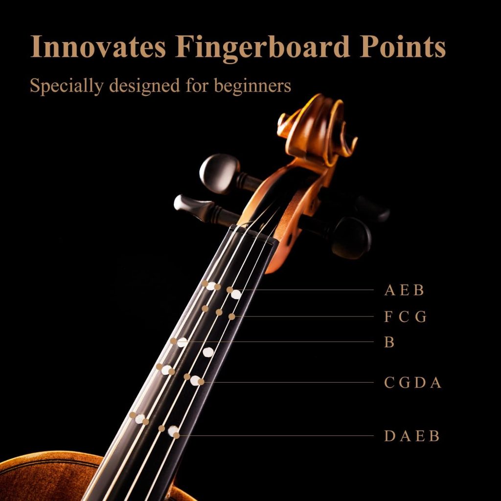 Eastar 1/2 Violin Set Half Size Fiddle EVA-3 Matte for Beginners with Hard Case, Rosin, Shoulder Rest, Bow, and Extra Strings (Imprinted Finger Guide on Fingerboard)