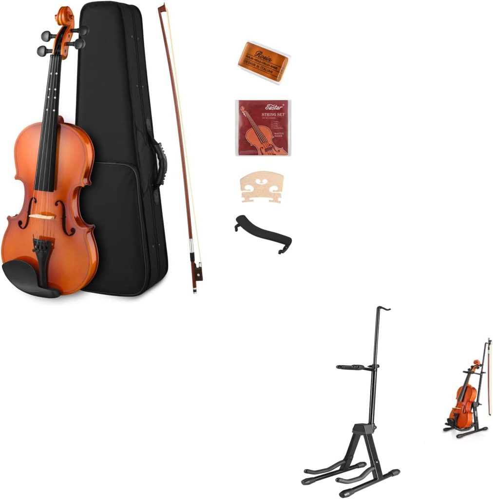 Eastar 1/4 Violin Set，Violin Stand with Bow Holder， Fiddle Quarter Size for Kids Beginners Students