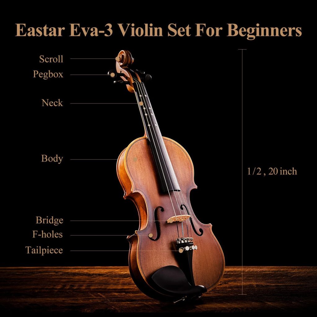 Eastar 3/4 Violin for Beginners, Violins Kit for Student, Fiddle with Hard Case, Rosin, Shoulder Rest, Bow, and Extra Strings (Imprinted Finger Guide on Fingerboard)