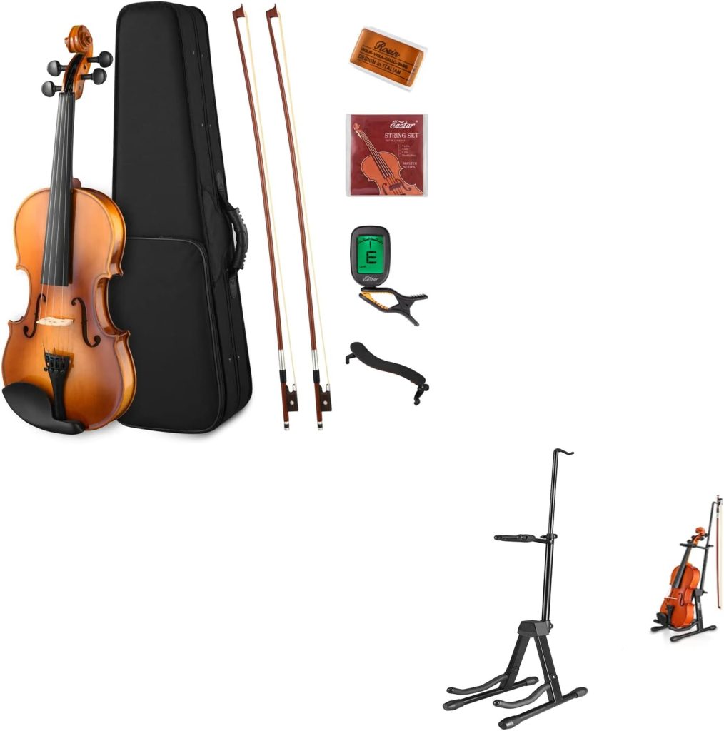 Eastar EVA-330 4/4 Solid Wood Violin, Eastar EST-006 Violin Stand Bundle
