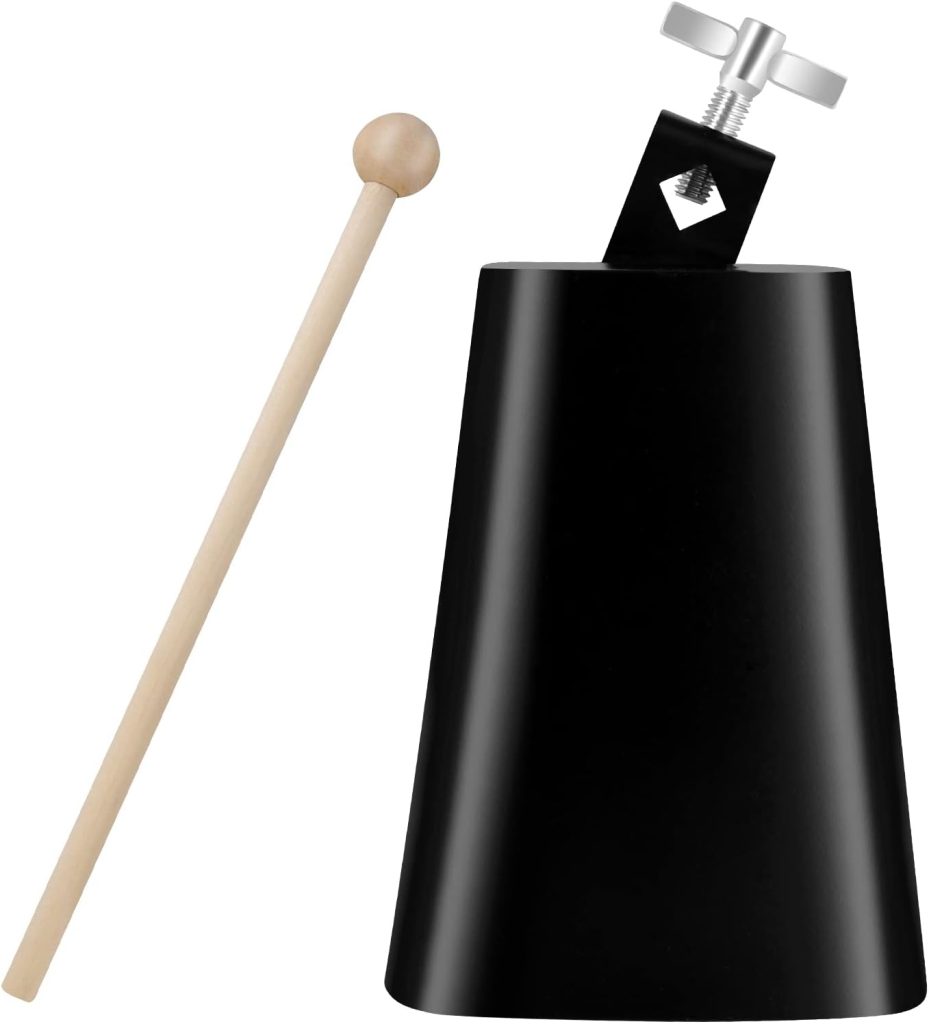 Eastrock 6 inch Metal Steel Cow Bells Noise Makers Hand Percussion Cowbell with Stick for Drum Set