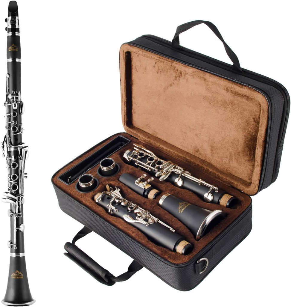 EASTROCK Bb Clarinet 17Nickel Keys ABS Material Wide Range of Tones Particularly Beginner  Students-friendly with Using Tools and Two Replaceable Barrels