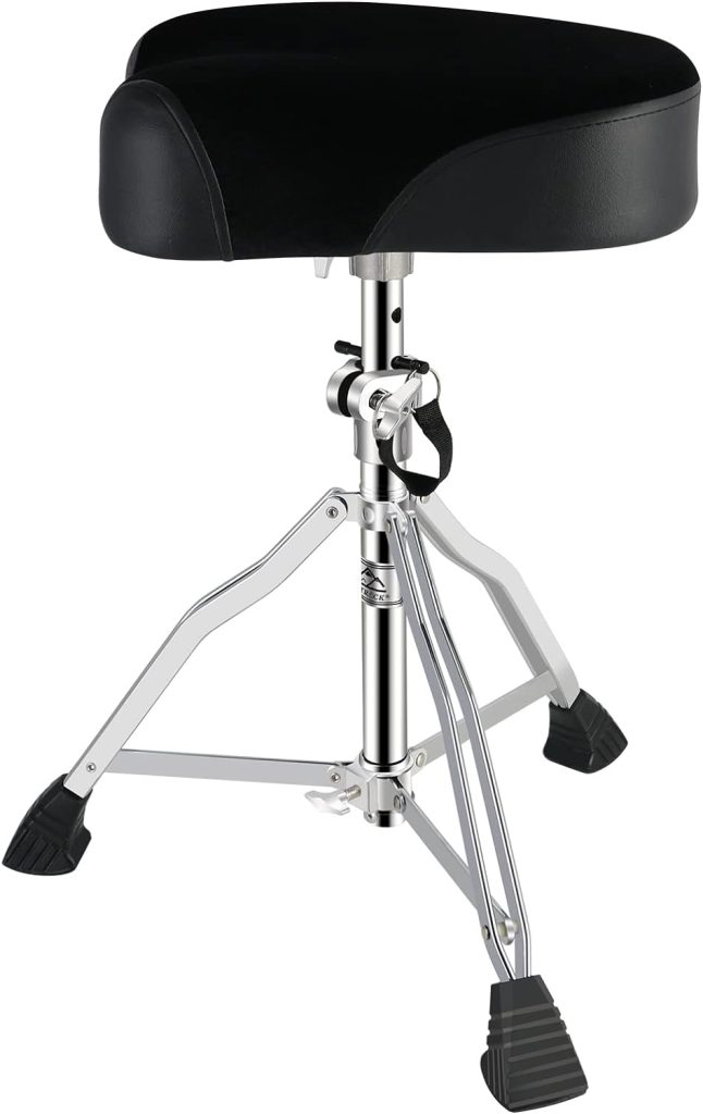 EASTROCK Drum Throne Drum Seat Height Adjustable,Padded Drum Stools Motorcycle Style Drum Chair with Anti-Slip Feet for Drummers,Adult