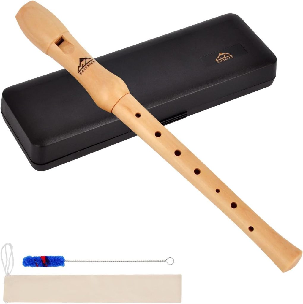 Eastrock Recorder Instrument for Kids Adults Beginners Maple Wood C Key Soprano Recorder German Style 2 Piece With Hard Case, Joint Grease And Cleaning Kit