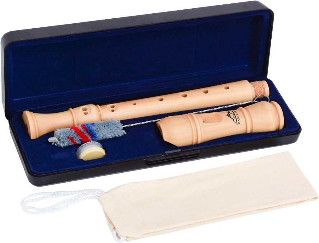 Eastrock Recorder Instrument for Kids Adults Beginners Soprano Recorder Baroque Maple Wood C Key 2 Piece Recorder With Hard Case,Joint Grease And Cleaning Kit
