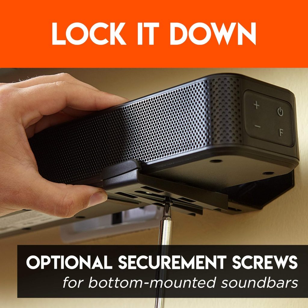 ECHOGEAR Soundbar Wall Mount Bracket - Works with All Soundbars Including Samsung, Vizio, LG,  More - Depth Adjustable for Dolby Atmos Soundbars