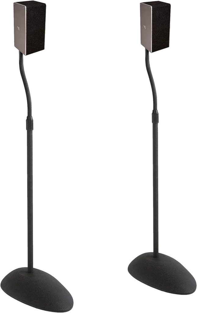ECHOGEAR Speaker Stands Pair - Height Adjustable with Universal Compatibility - Works with Vizio, Klipsch, Bose, Sony  More - Includes Built-in Cable Management - Great for Surround Sound Setups