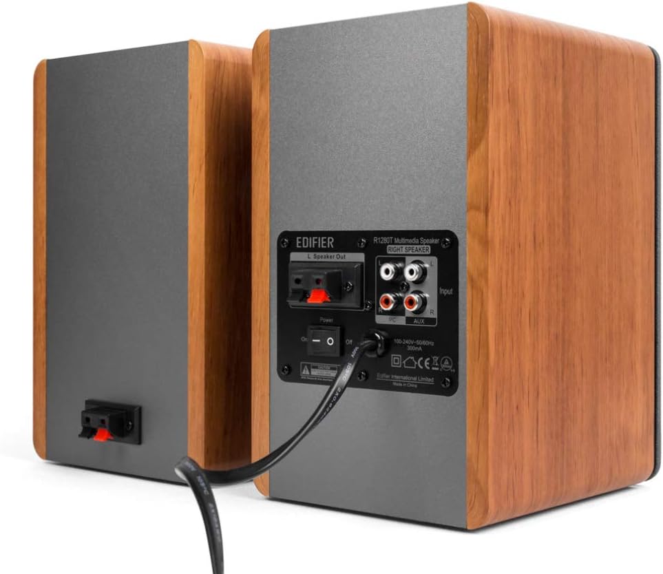 Edifier R1280T Powered Bookshelf Speakers - 2.0 Active Near Field Monitors - Studio Monitor Speaker - Wooden Enclosure - 42 Watts RMS