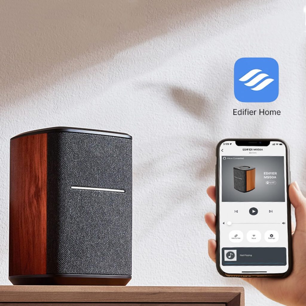 Edifier WiFi Smart Speaker Without Microphone, Works with Alexa, Supports AirPlay 2, Spotify Connect, Tidal Connect, 40W RMS One-Piece Wi-Fi and Bluetooth Sound System, No Mic, MS50A