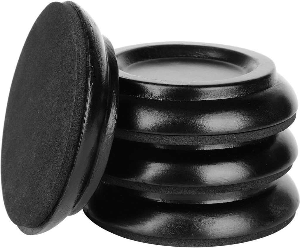 Eison Piano Caster Cups for Upright Piano Wooden Piano Caster Piano Leg Floor Protectors with Non-Slip  Anti-Noise Foam Hardwood Floor Protectors, Set of 4, Black