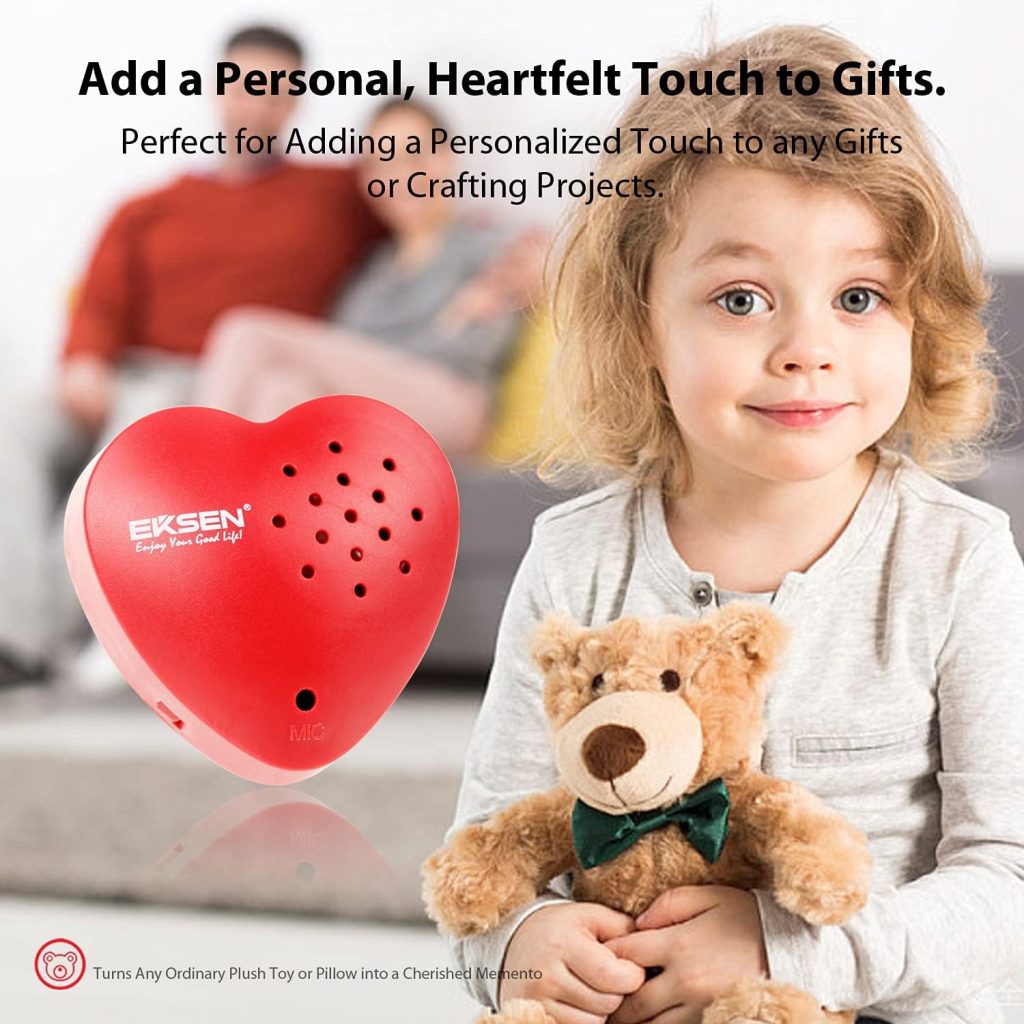 EKSEN Heart Voice Recorder, 30 Seconds Voice Recorder for Stuffed Animal, Plush Toy, etc. Kids Voice Recorder, Sound Box for Voice Gifts. (Red - 1 Pack)