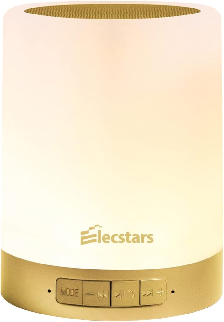 Elecstars Touch Bedside Lamp - with Bluetooth Speaker, Dimmable Color Night Light, Outdoor Table Lamp with Smart Touch Control, Best Gift for Men Women Teens Kids Children Sleeping Aid(Black)