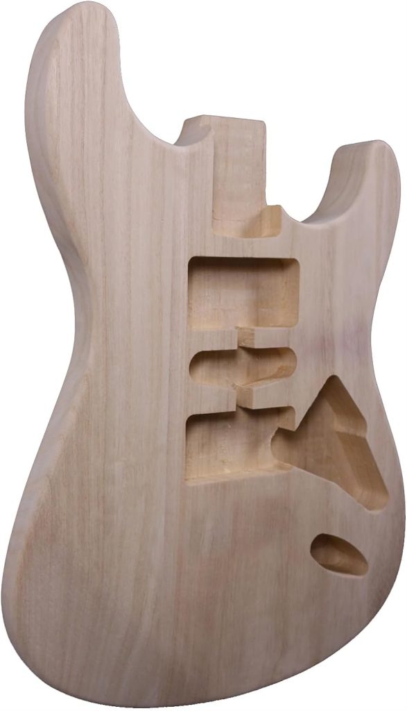 Electric Guitar Body Unfinished Paulownia Wood Electric Guitar Body Blank Bolt on Heels DIY Project Guitar Body Replacement for ST style Parts guitar Replace (HSH)