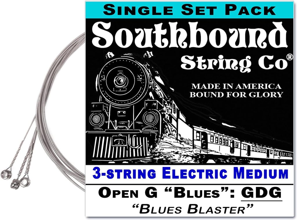 Electric Medium Blues Blaster 3-String Cigar Box Guitar Strings - Low Open G - GDG c
