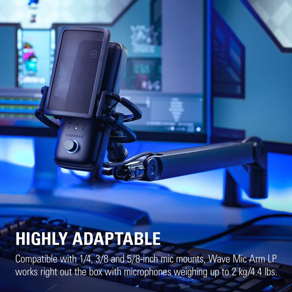 Elgato Wave Mic Arm - Premium Broadcasting Boom Arm with Cable Management Channels, Desk Clamp, 1/4 Thread Adapters, Fully Adjustable, perfect for Podcasts, Streaming, Gaming, Home Office, Recording