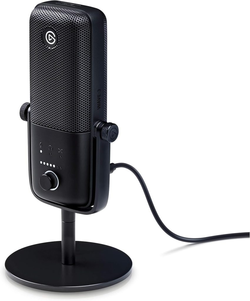 Elgato Wave:3 - Premium Studio Quality USB Condenser Microphone for Streaming, Podcast, Gaming and Home Office, Free Mixer Software, Sound Effect Plugins, Anti-Distortion, Plug ’n Play, for Mac, PC