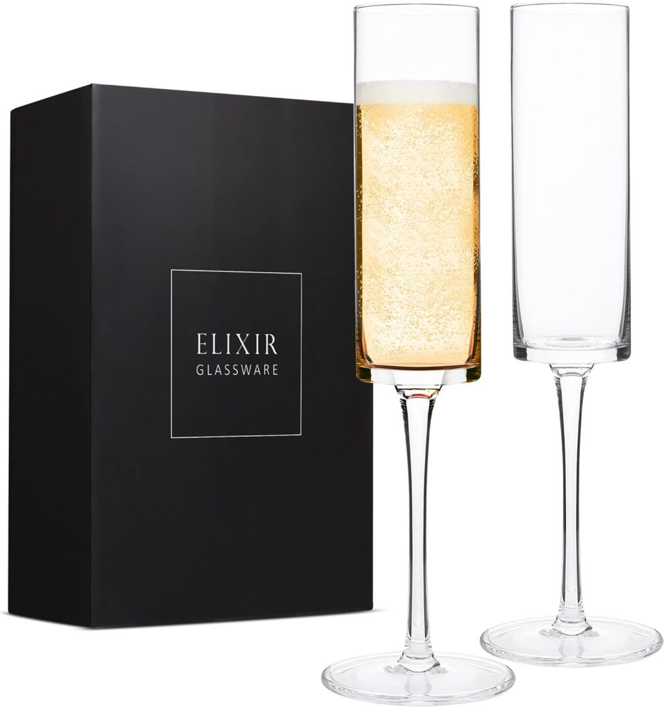 ELIXIR GLASSWARE Champagne Flutes, Edge Champagne Glass Set of 2 - Modern  Elegant Gift for Women, Men, Wedding, Anniversary, Christmas, Birthday - 6oz
