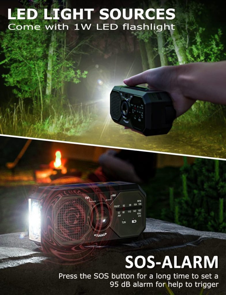 Emergency Weather Radio, Portable AM FM NOAA Radios with Crank SOS Alarm, 3500mAh Pocket Solar Emergency Supplies Gadgets for Men, Small Survival Gear for Home Office Hurricane Camping Hiking Outdoor