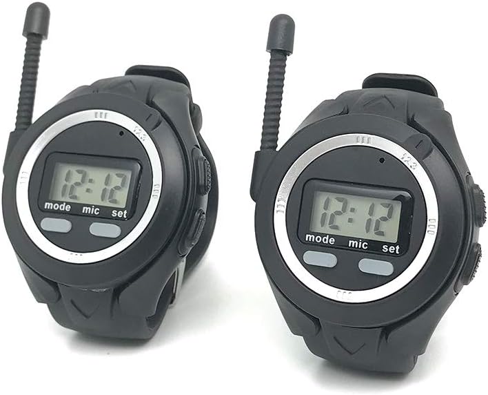 Emovendo Rechargeable Walkie Talkie Watches Tow-Way Radio Watch 3200ft Long Range Multi Connection 3 Channels, 2 Packs, Black