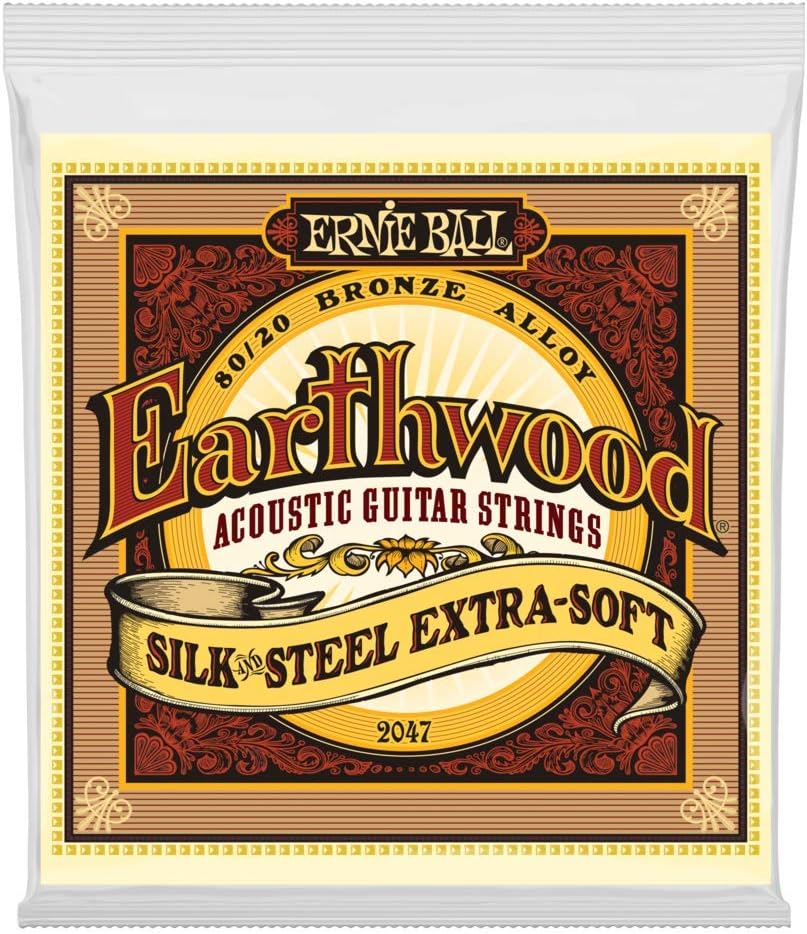 Ernie Ball Earthwood Silk and Steel Extra-Soft Acoustic Guitar Strings, 10-50 Gauge (P02047)