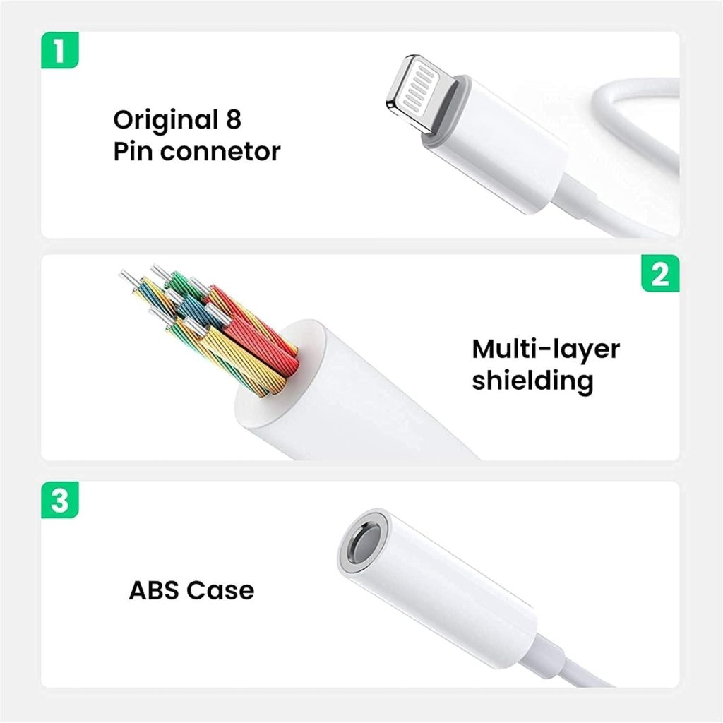 esbeecables 2 Pack for iPhone 3.5mm Headphones Adapter, Apple MFi Certified Lightning to 3.5mm Earphones/Headphones Jack Aux Audio Adapter Dongle for iPhone 14/13/12/11/XS/XR/X/8/7/SE, Support All iOS