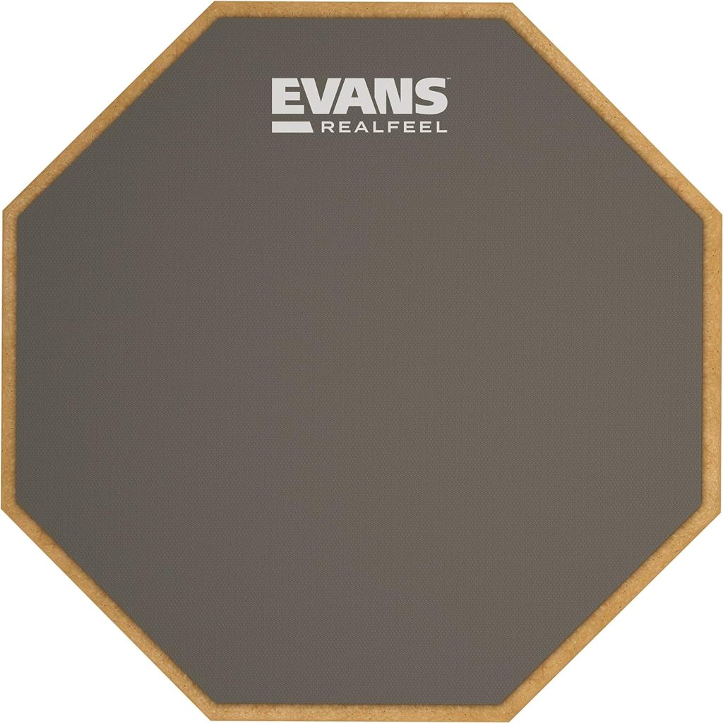 Evans RealFeel - Drum Practice Pad - Drum Pad - Drummer Practice Pad - Gum Rubber  Neoprene, 2 Sided, 12 Inch