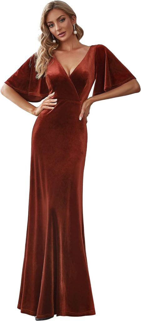 Ever-Pretty Womens Velvet Retro V-Neck Wrap Maxi Formal Dresses 0861-USA