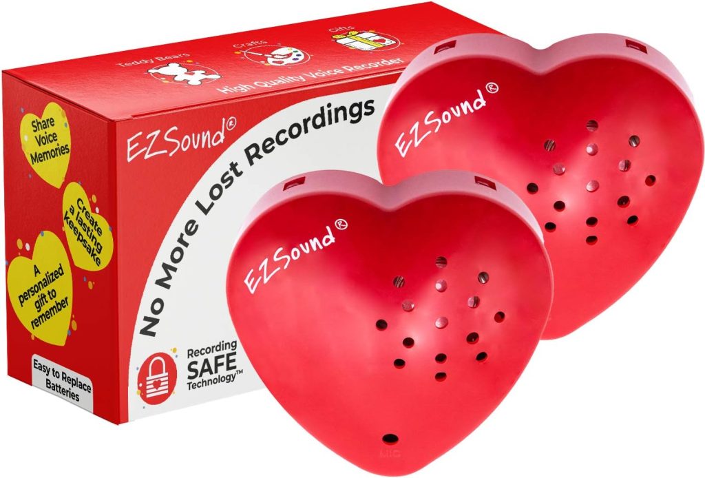 EZSound Voice Recorder for Stuffed Animal | 2 Pack - 30 Seconds Push Button Sound Recorder | Create Heartbeat Bear for Newborn | Personal Voice Message Recordable Sound Module for Toys (Red)