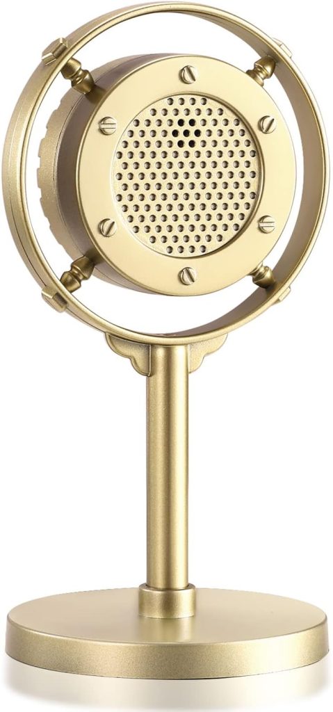 Facmogu Retro Style Condenser Microphone Props, Fake Plastic Classic Microphone Model for Art Object Collectable Hobby Lovers, Vintage Prop Mic for Home Decoration - Gold