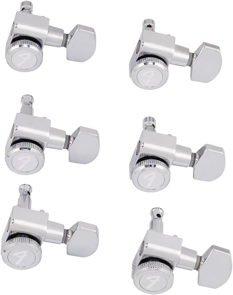 Fender Locking Tuners Stratocaster Guitar Tuners, Polished Chrome, Right Hand Guitar Tuners, 1.7x10x4.5 Inches, Set of 6 Guitar Tuning Machines