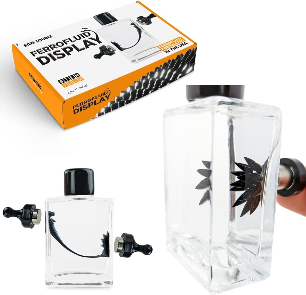 FerroFluid Display Toy Bottle Filled with Ferro Fluid Liquid Metal Best STEM Toy with Neodymium Magnets