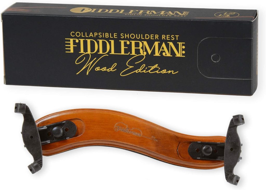 Fiddlerman Wood Violin Shoulder Rest for 4/4 and 3/4 with Collapsible and Height Adjustable Feet