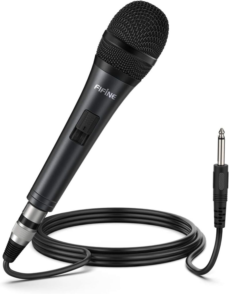 Fifine Karaoke Microphone, Dynamic Vocal Microphone for Speaker,Wired Handheld Mic with On and Off Switch and14.8ft Detachable Cable-K6