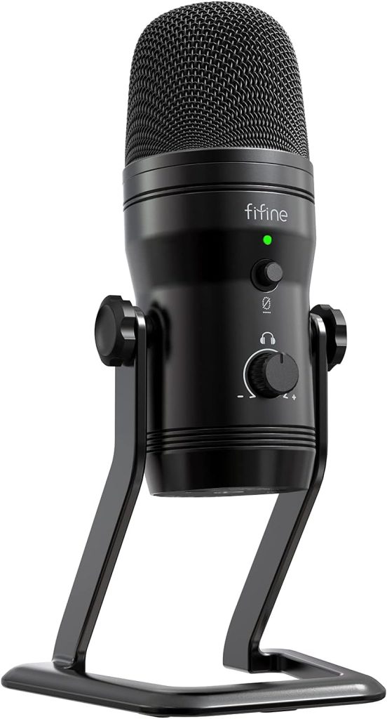 FIFINE USB Studio Recording Microphone Computer Podcast Mic for PC, PS4, Mac with Mute Button  Monitor Headphone Jack, Four Pickup Patterns for Vocals YouTube Streaming Gaming ASMR Zoom-Class (K690)