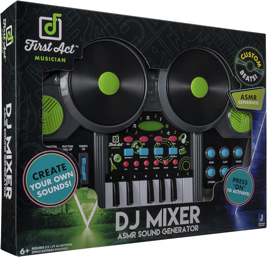 First Act Discovery Musician DJ Mixer, ASMR Generator - Create Custom Beats, Remix Sounds, Add Drums, and Scratch Like A DJ! - Great for Beginners, Makes Learning to Music Easy and Fun